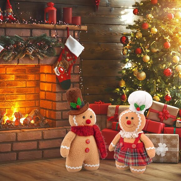 Gingerbread Plush Ornaments 12 Inch Christmas Decor Set for Kids Girls Indoor - Picture 5 of 6